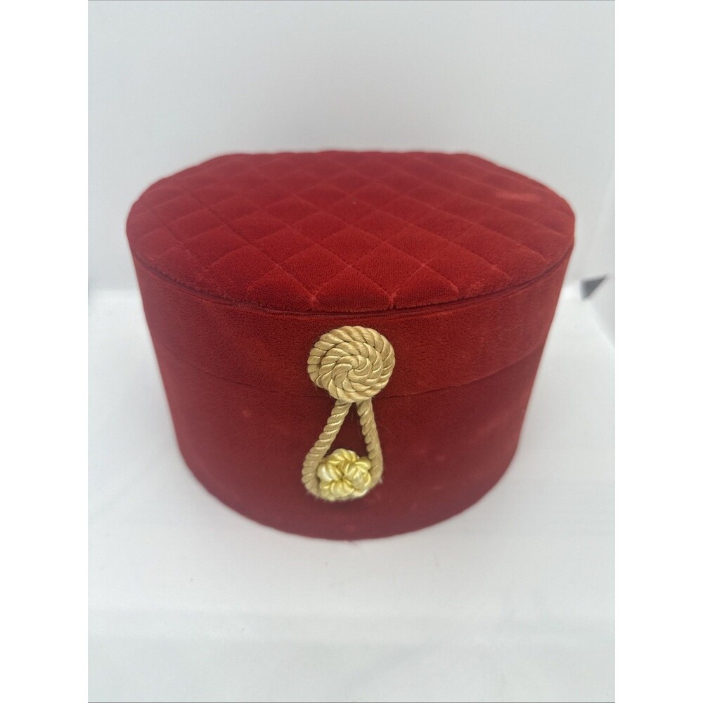 Vintage LAZARUS Quilted Red Velvet Lux Gift Box Jewelry Box